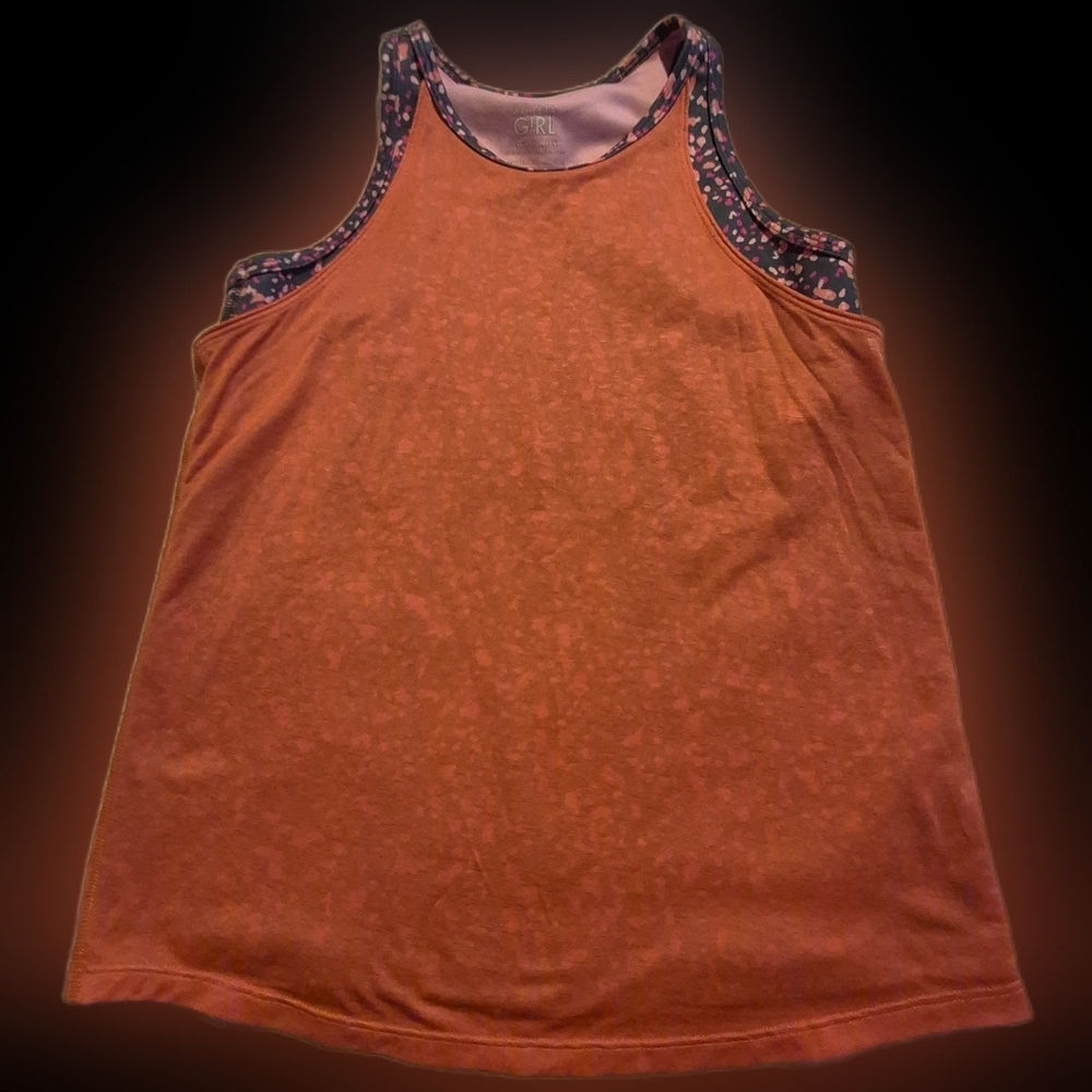 Athleta girls Medium 8/10 Perfect pair tank orange & gray VGUC
